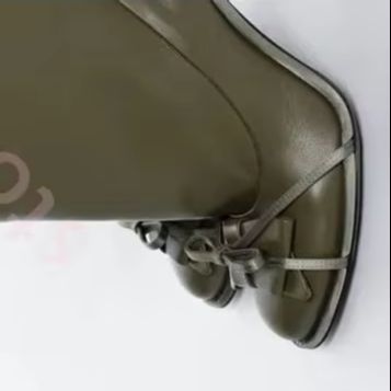 Women'S Fashion Knee High Boots - 2026 Sonbahar Yeşil Yuvarlak Fiyonklu Diz