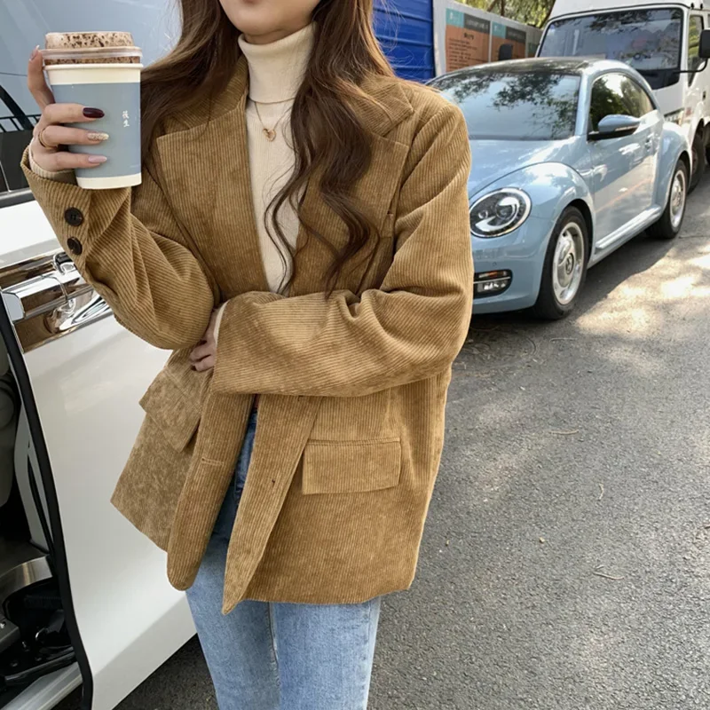 Blazer Women Oversized - Yeni Kadife Kalın Gevşek Büyük Boy