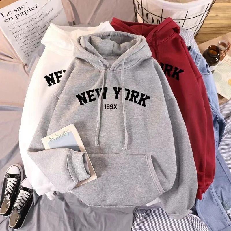 Women'S Fashion York - Kapüşonlu Üst Avrupa ve Amerika Sweatshirtleri