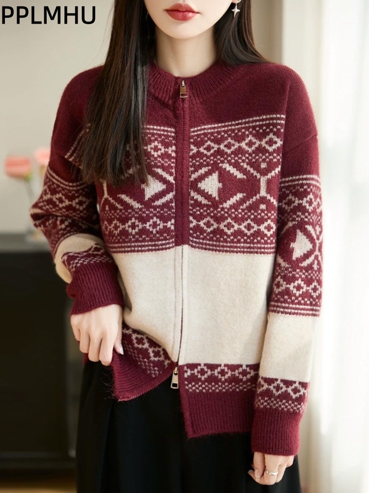 Women'S Fashion Gilet - Vintage Jakarlı Kore Modası Örme Hırka