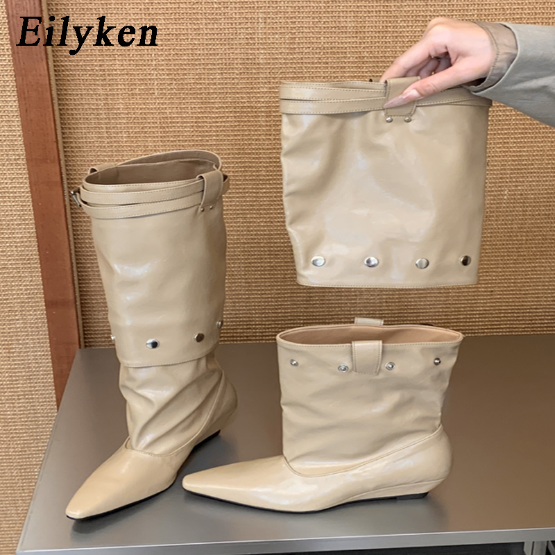 Women'S Fashion Knee High Boots - Eilyken Yeni Moda Sivri Burunlu Kadın