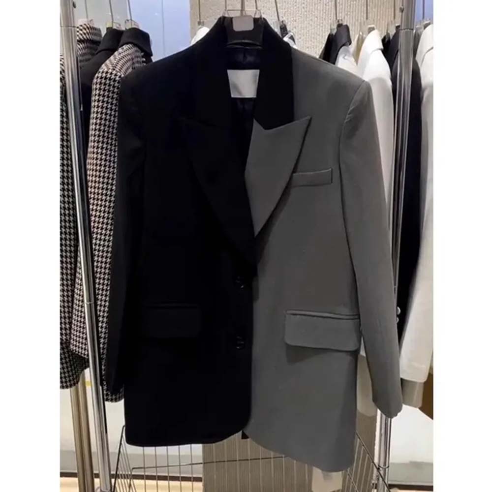Blazer Women Oversized - High end Kontrast Renk Patchwork Takım