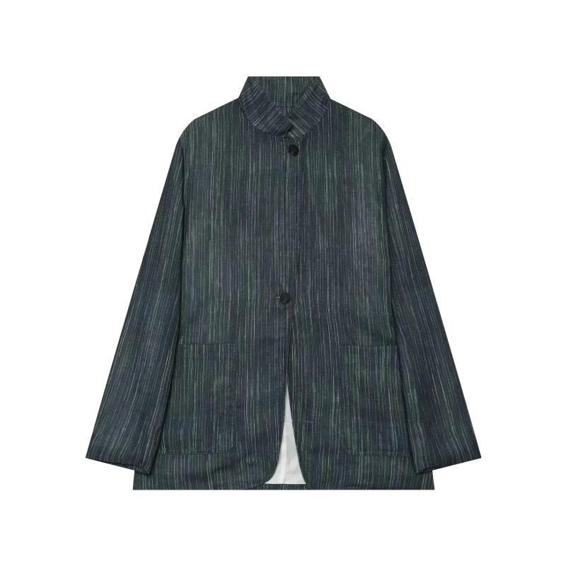 Blazer Women Oversized - 2026 Sonbahar Yeni Kadın Çizgili Keten