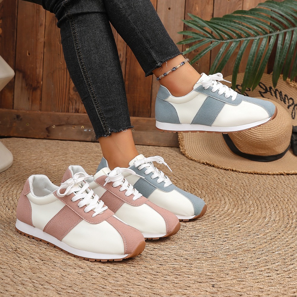 Sneakers Fashion Women - Kadın Renk Bloklu Spor Ayakkabı Bağcıklı