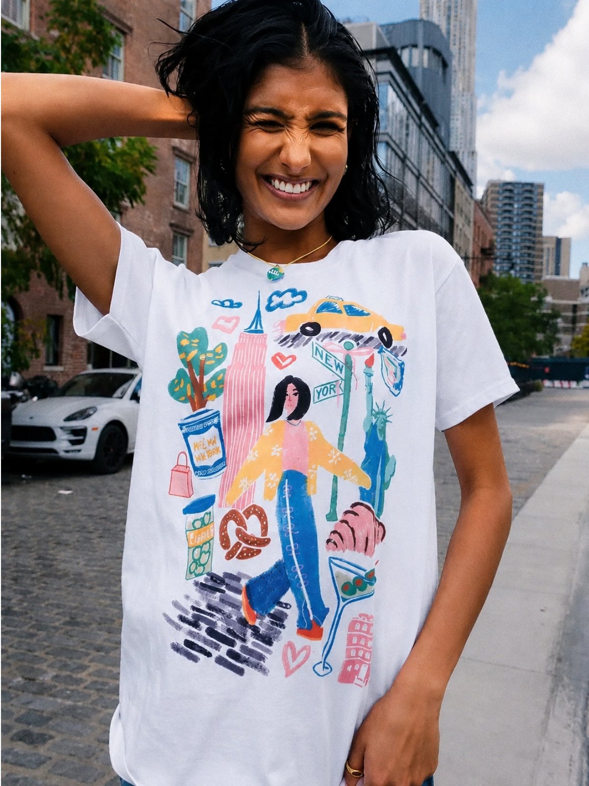 Women'S Fashion York - Y2K Tasarım El Çizimi New York