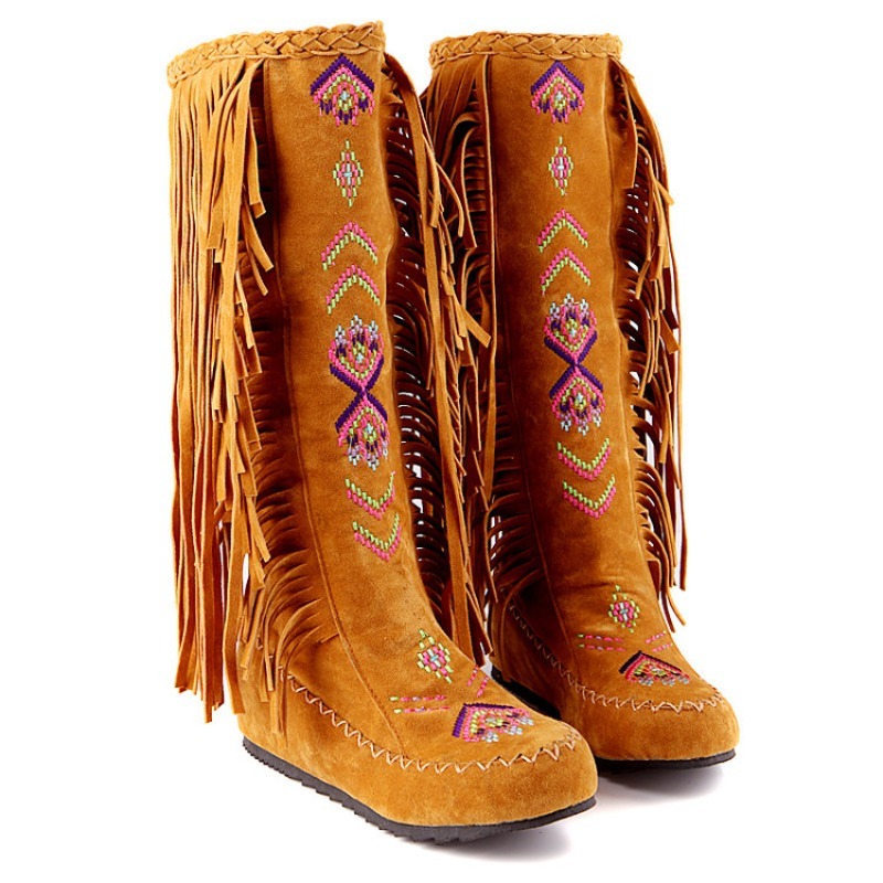 Püsküllü Botlar El Yapımı Nakı - Women'S Fashion Knee High Boots incelemesi ve fiyatı