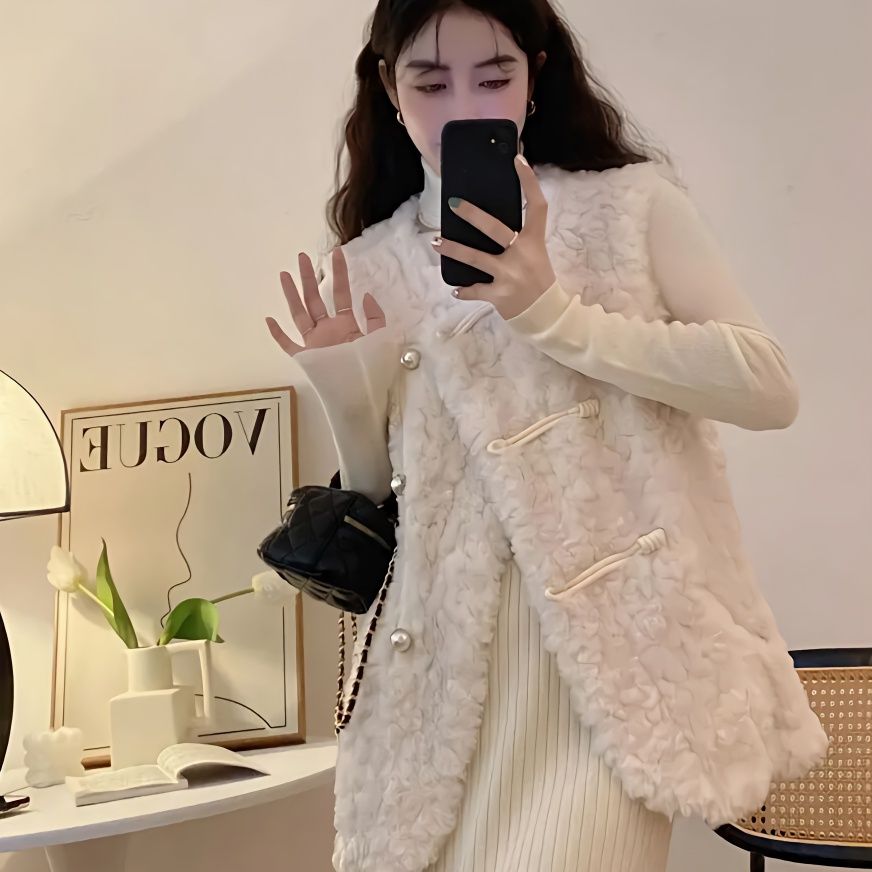Kadın Yelekleri Kuzu Peluş Bey - Women'S Fashion Gilet incelemesi ve fiyatı