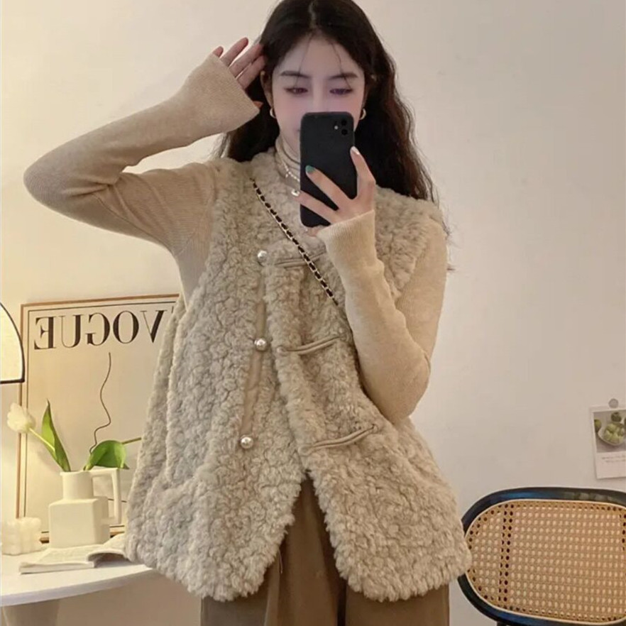 Kadın Yelekleri Kuzu Peluş Bey - Women'S Fashion Gilet incelemesi ve fiyatı