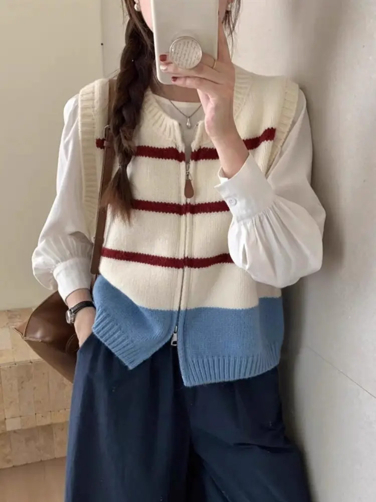 Çizgili Fermuarlı Hırka Örme Y - Women'S Fashion Gilet incelemesi ve fiyatı