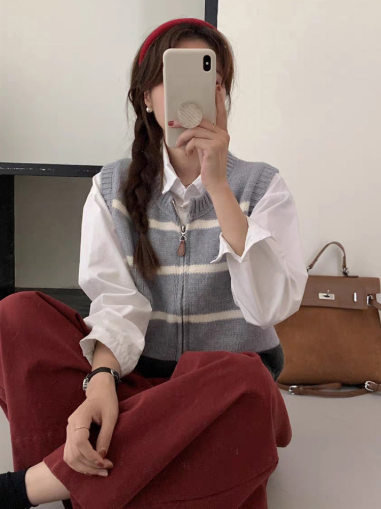 Çizgili Fermuarlı Hırka Örme Y - Women'S Fashion Gilet incelemesi ve fiyatı
