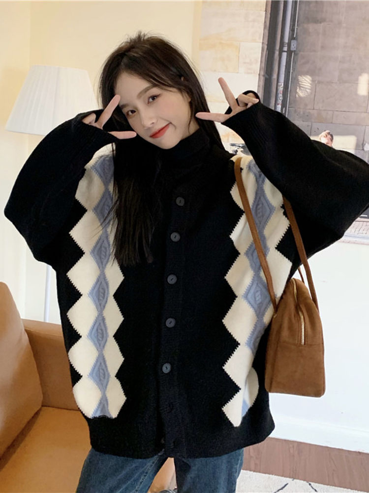 Baggy Moda Elmas Izgara Örme H - Women'S Fashion Gilet incelemesi ve fiyatı