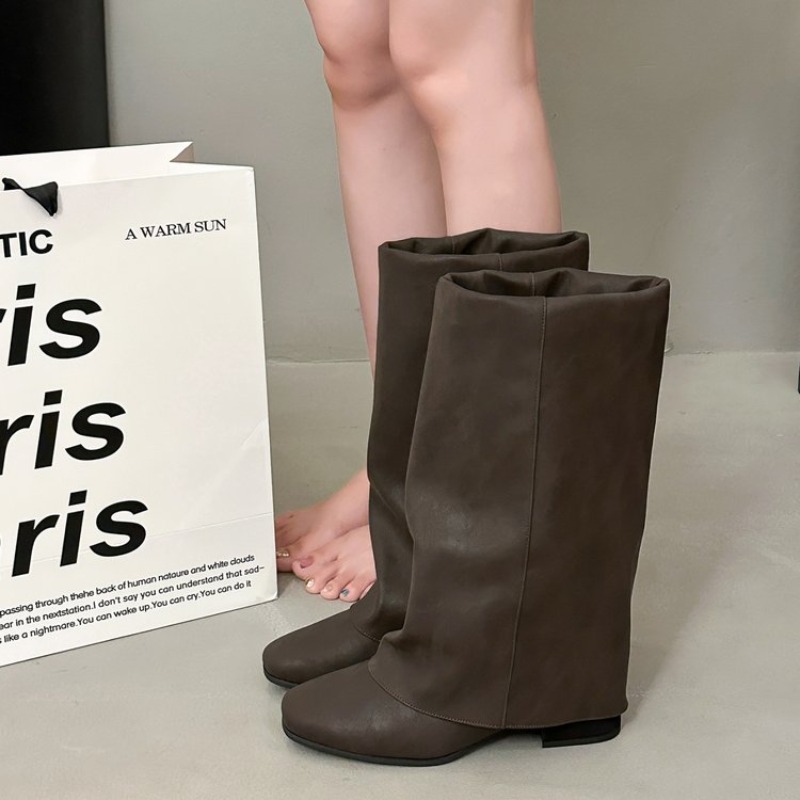 2026 Yeni Kare Burunlu Vintage - Women'S Fashion Knee High Boots incelemesi ve fiyatı