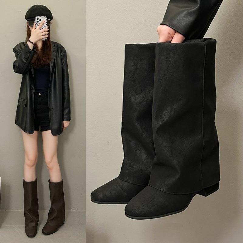 2026 Yeni Kare Burunlu Vintage - Women'S Fashion Knee High Boots incelemesi ve fiyatı
