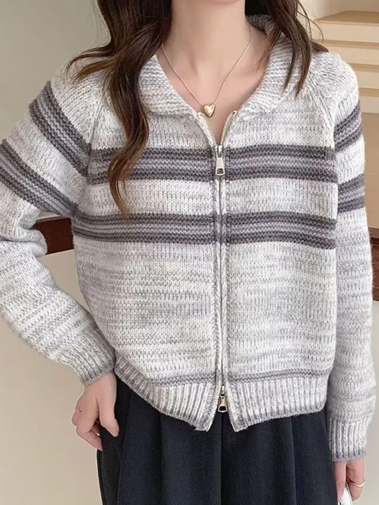 Turn-Down Yaka Çizgili Örme Hı - Women'S Fashion Gilet incelemesi ve fiyatı