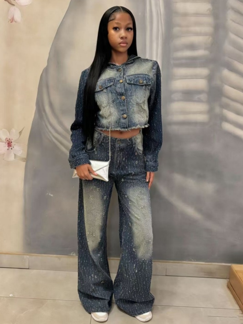 Moda Denim 2 Parça Takımlar Ka - Women Fashion Jeans Top incelemesi ve fiyatı